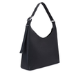 Große Hobo‑Schultertasche aus schwarzem Echtleder